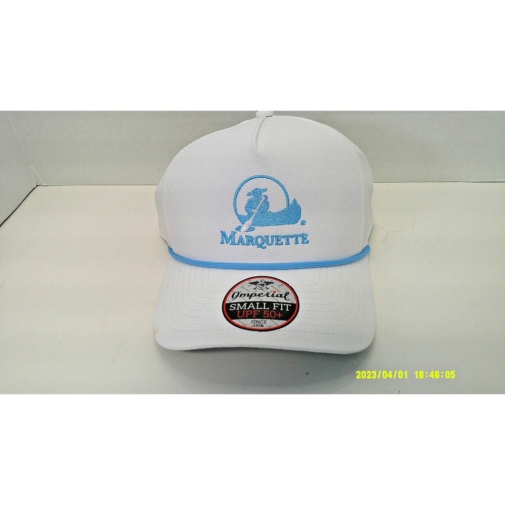 Marquette White Imperial Ball Cap  Baseball / Kayaking Hat Small Fit UPF 50+ Adj